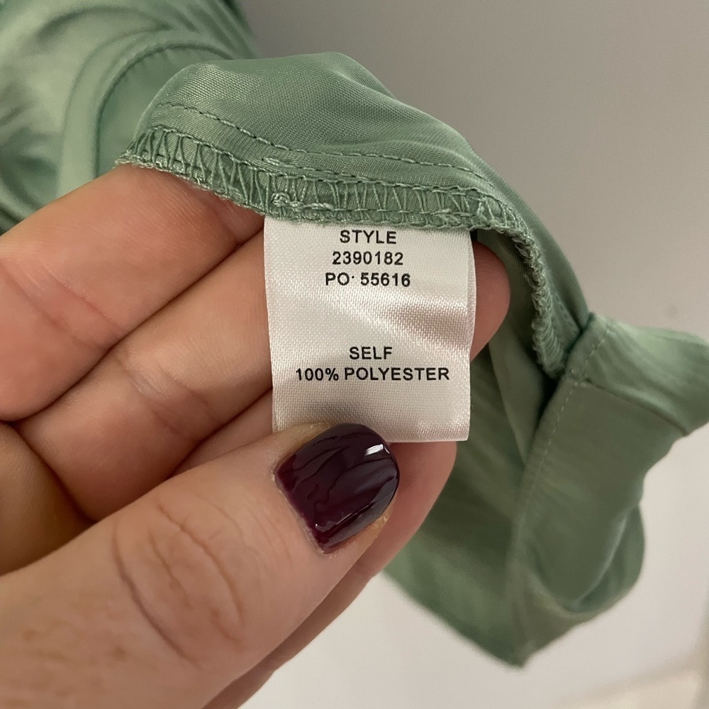 Current Air Anthropologie, XS, sage green peasant top smock waist mini dress - Picture 5 of 9
